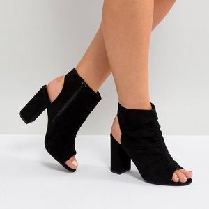 Suedette peep-toe Rouched Sandals